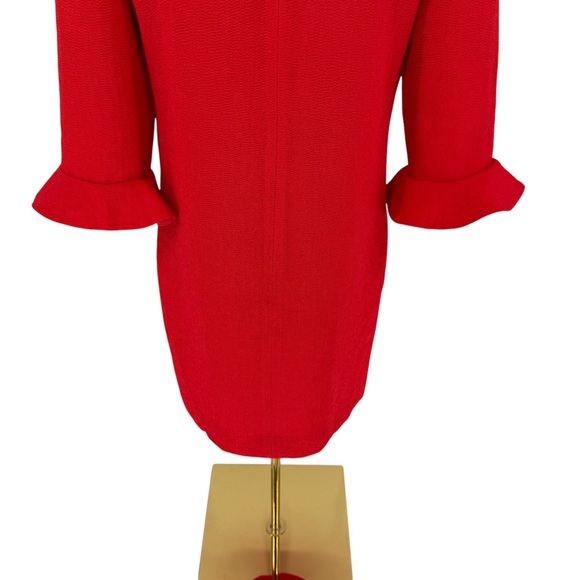 ANN TAYLOR Red Crepe Flouncy Lined 3/4 Ruffle Bell Fluted Sleeve Dress Sz 6 NWT - Picture 11 of 13